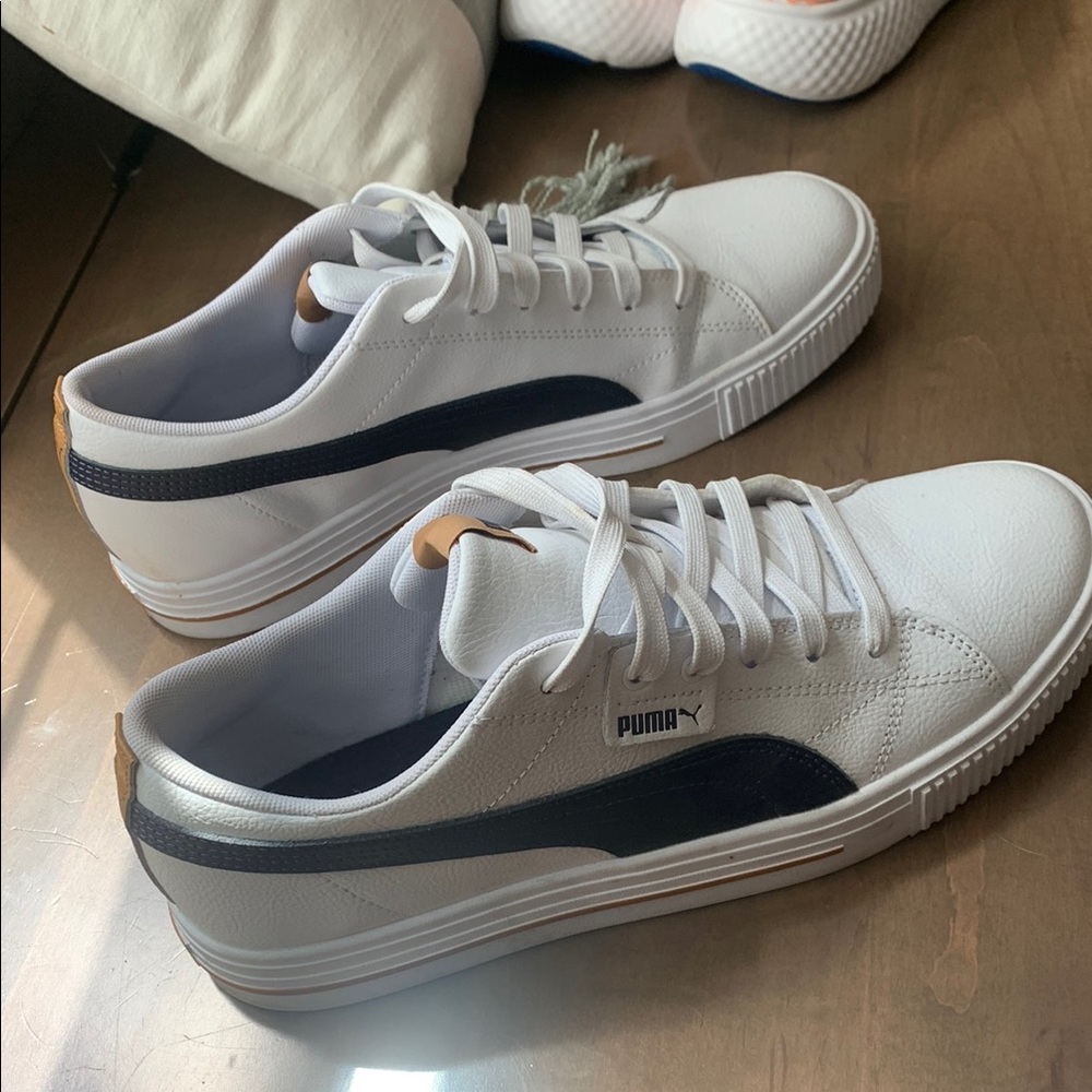 Puma White and Black Sneakers Classic Low-Top Design